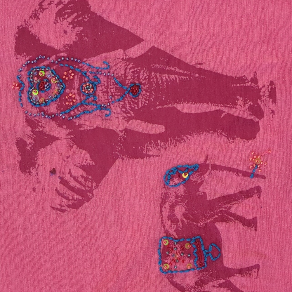 GapKids | Beaded Boho Embroidered Elephants Short Sleeve T-Shirt | S